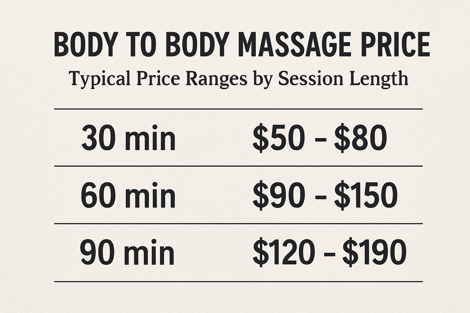 body to body massage price. Typical Price Ranges by Session Length